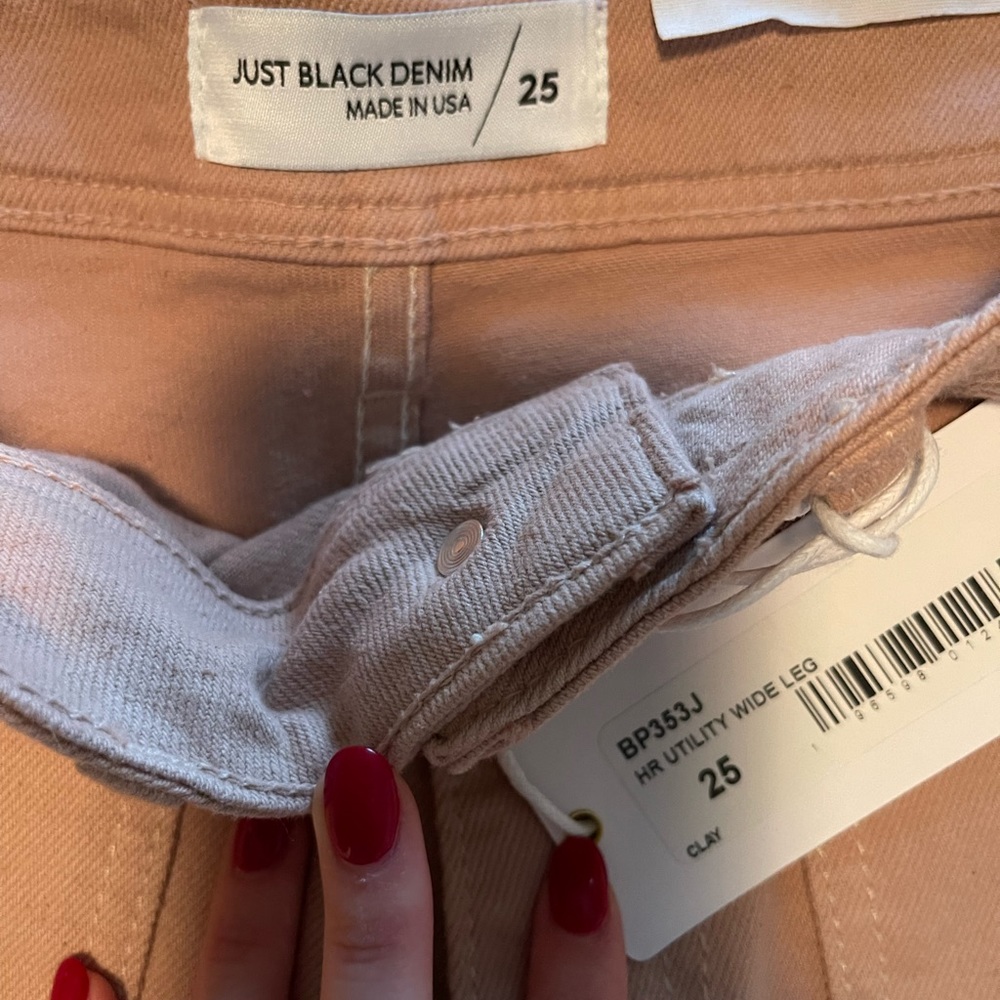 Just Black Denim High Rise Utility Wide Leg Size 25 Color Clay